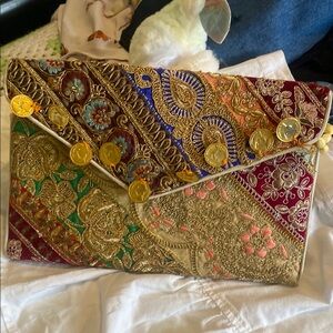 Multicolor Embroidered Women's Clutch